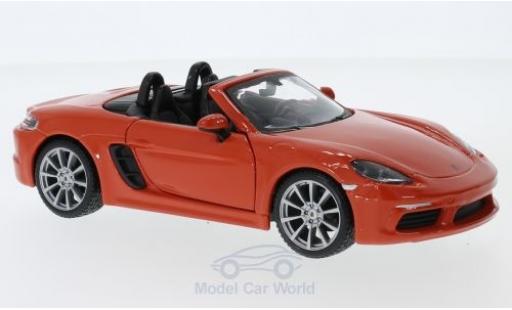 Diecast model cars Porsche 718 Boxster orange 1/24 Burago