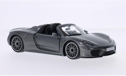 Diecast model cars Porsche 918 Base Spyder metallic grey Targaroof ouvert 1/24 Burago
