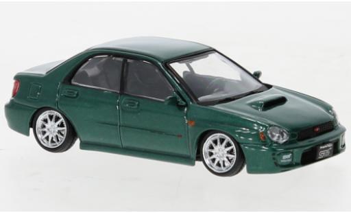 Diecast model cars Subaru Impreza STI WRX metallise green 2001 1/64 BM Creations