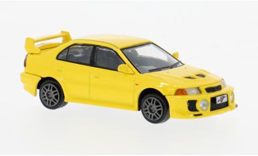 Diecast model cars Mitsubishi Lancer Evolution V yellow 1/64 BM Creations