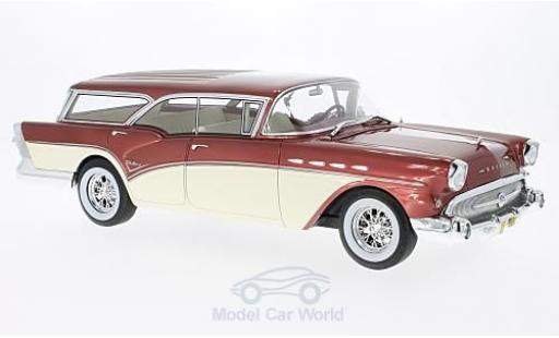Diecast model cars Buick Century Caballero Estate metallic red/beige 1957 without Vitrine 1/18 BoS Models
