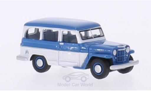 Diecast model cars Jeep Willys Station Wagon blue/white 1954 1/87 BoS Models