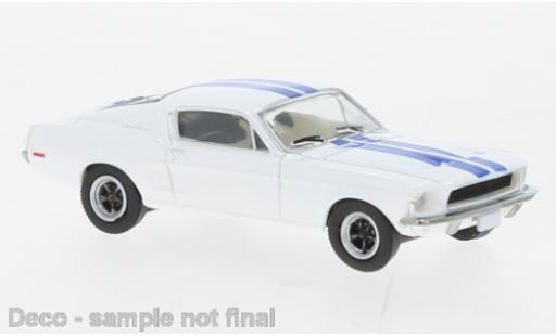 Diecast model cars Ford Mustang Fastback white/blue 1968 1/87 Brekina
