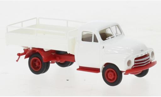 Diecast model cars Opel Blitz Type B Bierflatbed white/red 1952 1/87 Brekina