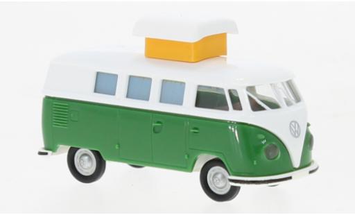 Diecast model cars Volkswagen T1 B Camper white/green 1960 1/87 Brekina