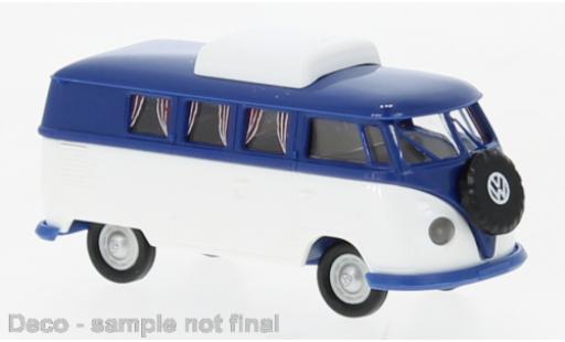Diecast model cars Volkswagen T1 B Camper blue/white 1960 1/87 Brekina