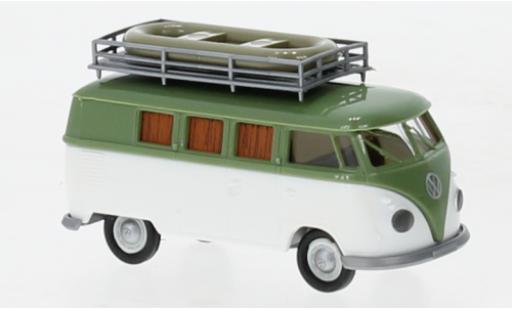 Diecast model cars Volkswagen T1 B Camper vert/white 1960 1/87 Brekina