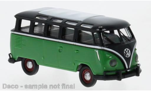 Diecast model cars Volkswagen T1 B Samba black/green 1960 1/87 Brekina