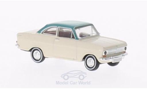 Diecast model cars Opel Kadett A Coupe A Coup beige/turquoise 1/87 Brekina