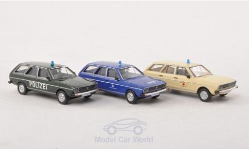 Diecast model cars Volkswagen Passat Base Variant 3er-Set Blaulicht: Police DRK THW 1/87 Brekina