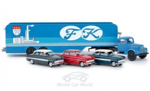 Diecast model cars Ford FK FK 3500 K&Atilde;&para;ln Autotransport-SZ with 3 12m Modellen 1/87 Brekina