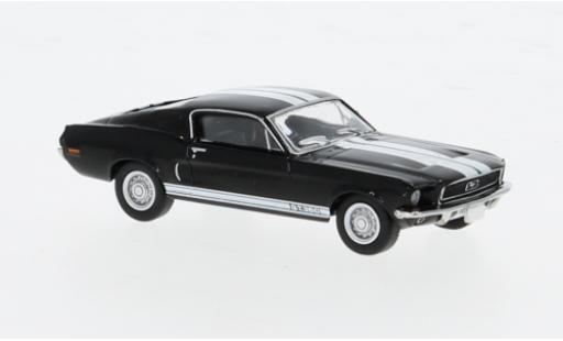 Diecast model cars Ford Mustang Shelby GT350 GT 350 Fastback black/white 1968 1/87 Brekina