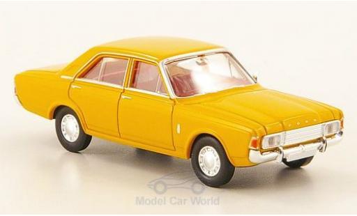 Diecast model cars Ford Taunus 17M P7 (P7b) yellow 1969 1/87 Brekina