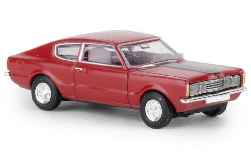 Diecast model cars Ford Taunus Berline Coupe GT red 1972 Capot black 1/87 Brekina
