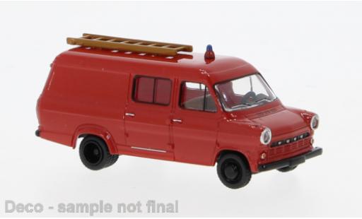 Diecast model cars Ford Transit Kastenwagen red/black Fire brigade 1970 1/87 Brekina