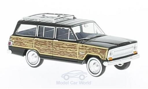 Diecast model cars Jeep Wagoneer Woody black/Holzoptik 1/87 Brekina