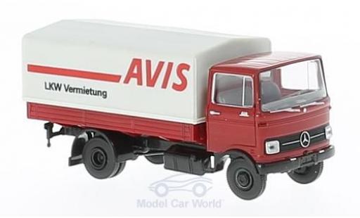 Diecast model cars Mercedes LP 608 Pritsche Avis flatbed with Plane 1/87 Brekina