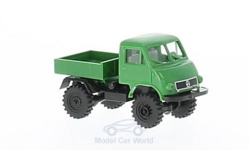 Diecast model cars Mercedes Unimog 401-404 402 green/black flatbed 1/87 Brekina