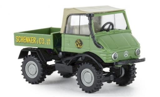 Diecast model cars Mercedes Unimog 406-425 421 Schenker 1966 flatbed 1/87 Brekina