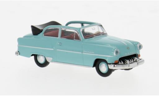 Diecast model cars Opel Olympia Rekord Convertible turquoise 1954 1/87 Brekina