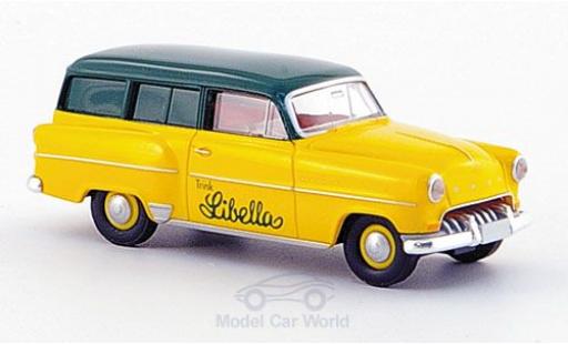 Diecast model cars Opel Olympia Base Caravan yellow/green Libella 1/87 Brekina