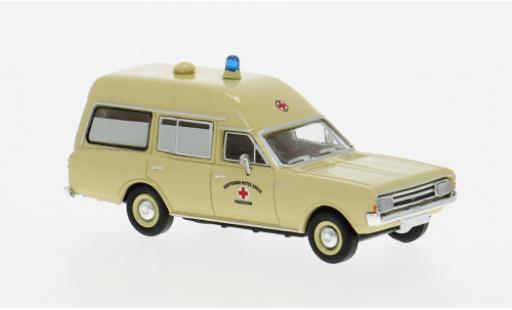 Diecast model cars Opel Rekord C KTW beige DRK 1968 1/87 Brekina
