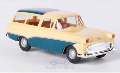 Diecast model cars Opel Rekord P1 Caravan beige/turquoise 1/87 Brekina