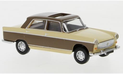 Diecast model cars Peugeot 404 Berline beige/brown 1961 toit ouvrant ouvert 1/87 Brekina