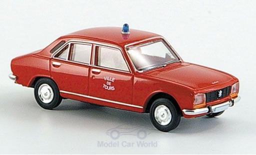 Diecast model cars Peugeot 504 Berline Limousine Ville de Tours Fire brigade (F) 1/87 Brekina