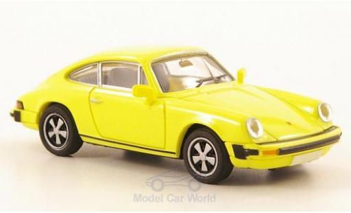 Diecast model cars Porsche 911 Base (G-Reihe) yellow 1/87 Brekina