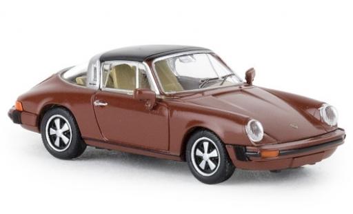 Diecast model cars Porsche 911 Targa G brown 1976 TD 1/87 Brekina