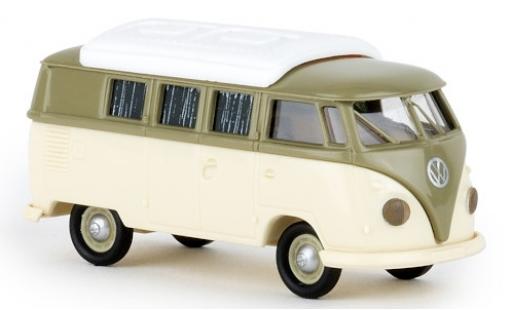 Diecast model cars Volkswagen T1 B Camper grey/beige 1960 avec Dormobilroof 1/87 Brekina