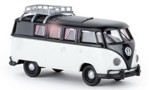 Diecast model cars Volkswagen T1 B Camper black/grey 1960 avec roofklappe 1/87 Brekina