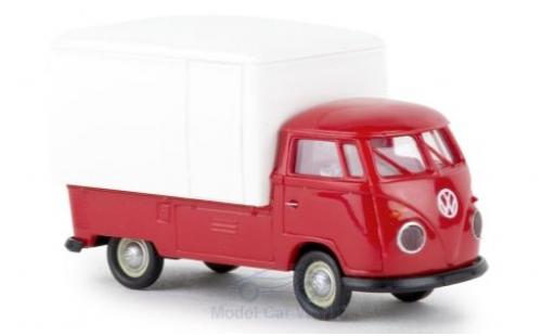 Diecast model cars Volkswagen T1 B Gro&Atilde;�raum-trunk red/white 1960 1/87 Brekina