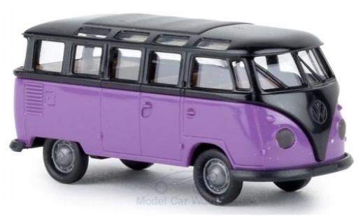 Diecast model cars Volkswagen T1 B Samba black/purple 1/87 Brekina