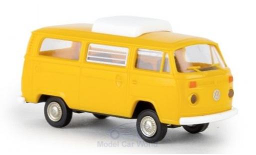 Diecast model cars Volkswagen T2 B Camper yellow 1973 with Hubroof 1/87 Brekina