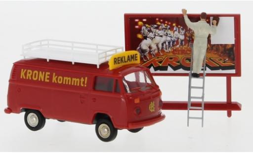 Diecast model cars Volkswagen T2 B van Circus Krone Reklame 1973 avec figurine 1/87 Brekina