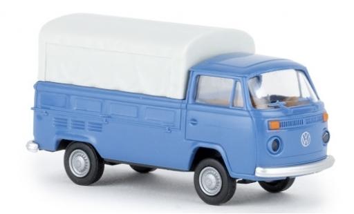 Diecast model cars Volkswagen T2 B flatbed blue 1972 1/87 Brekina