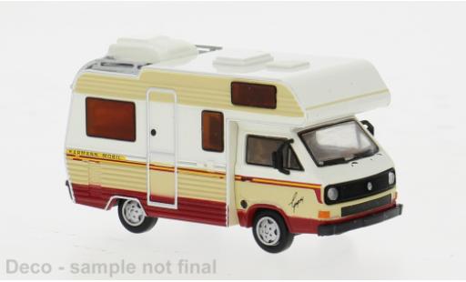 Diecast model cars Volkswagen T3 A Camper white/beige 1983 1/87 Brekina
