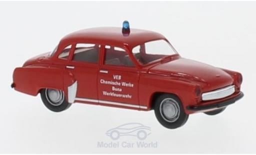 Diecast model cars Wartburg 311 Base Werkfire brigade Buna 1/87 Brekina