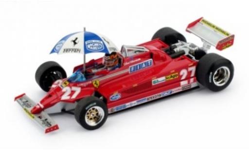 Diecast model cars Ferrari 126 CK turbo No.27 Scuderia formula 1 GP Spanien 1981 with Figur and Regenschirm G.Villeneuve 1/43 Brumm