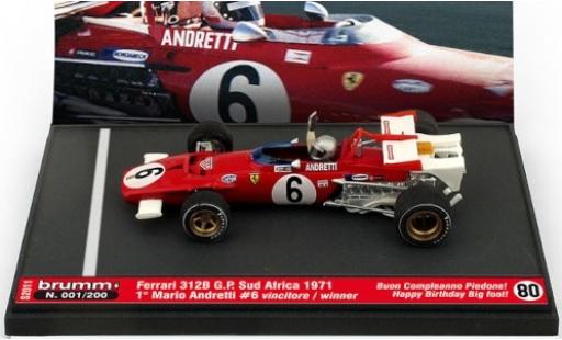 Diecast model cars Ferrari 312 B No.6 Scuderia formula 1 GP S&Atilde;&frac14;dafrika 1971 avec figurine de conducteur in Emballage sp&iuml;&iquest;&frac12;cial M.Andretti 1/43 Brumm