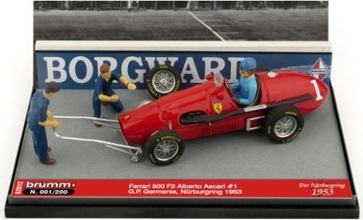 Diecast model cars Ferrari 500 F2 No.1 Scuderia GP Germany 1953 avec figurines in Emballage sp&iuml;&iquest;&frac12;cial A.Ascari 1/43 Brumm