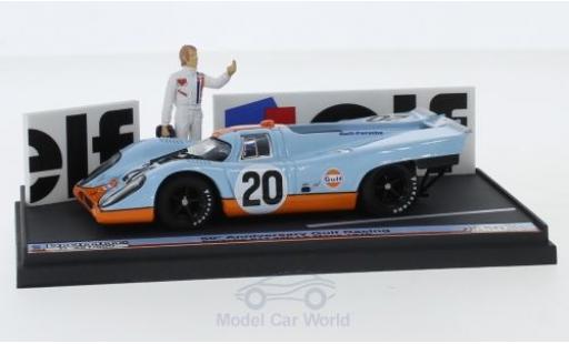 Diecast model cars Porsche 917 1970 K No.20 JWA-Gulf Racing Team Gulf 24h Le Mans with Figur J.Siffert/B.Redman 1/43 Brumm