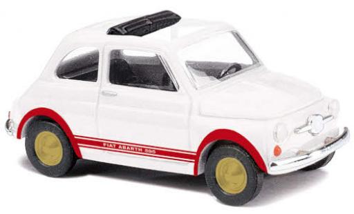 Diecast model cars Fiat 500 Abarth white/red 1965 1/87 Busch