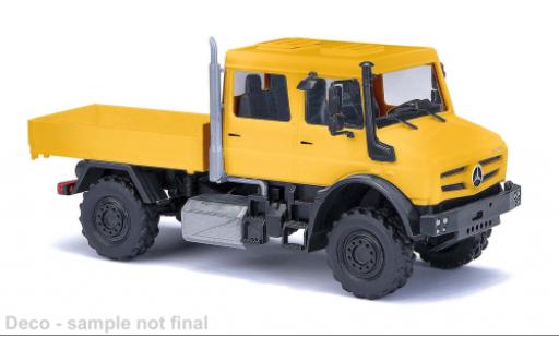 Diecast model cars Mercedes Unimog U300-U5023 U 5023 cabine double yellow 2013 1/87 Busch