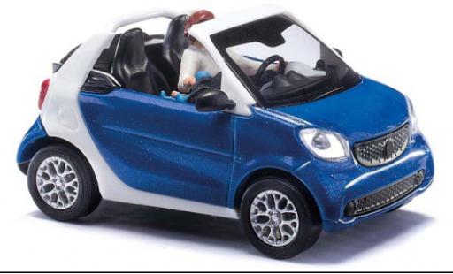 Diecast model cars Smart ForTwo Cabrio cabriolet blue 2015 1/87 Busch