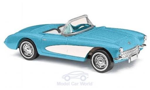Diecast model cars Chevrolet Corvette Convertible C1 blue/white 1956 1/87 Busch