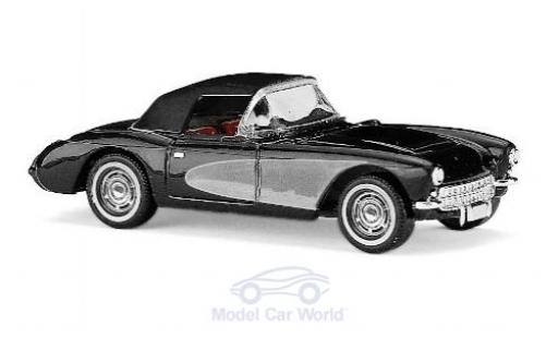 Diecast model cars Chevrolet Corvette Convertible C1 black/grey 1956 with Softtop 1/87 Busch