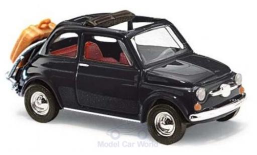 Diecast model cars Fiat 500 F blue 1965 with Heckgep&Atilde;&curren;cktr&Atilde;&curren;ger 1/87 Busch